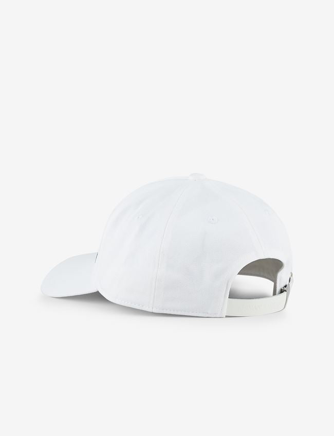 Cappello bianco e blu navy in cotone con visiera