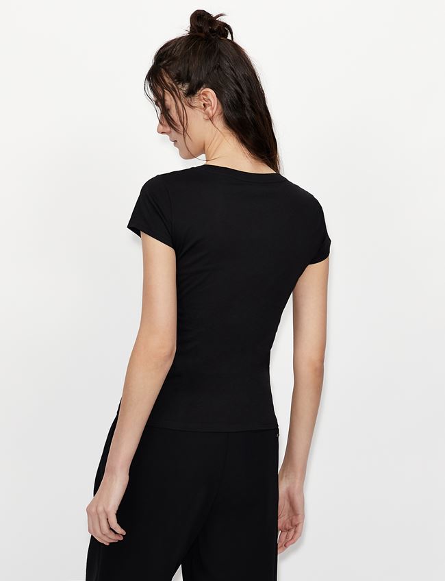 Tshirt nera scollo tondo
