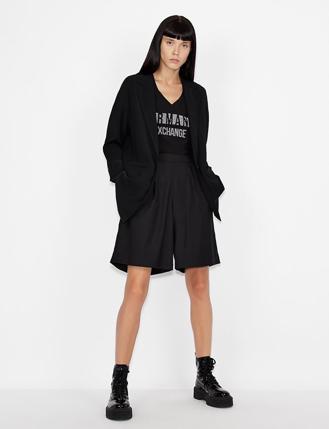 Tshirt nera slim fit in cotone stretch