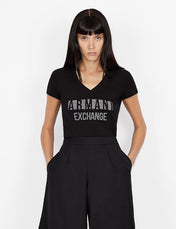 Tshirt nera slim fit in cotone stretch