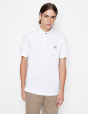 Polo bianca slim fit in piquet stretch