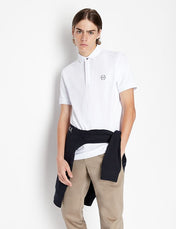 Polo bianca slim fit in piquet stretch