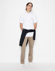 Polo bianca slim fit in piquet stretch