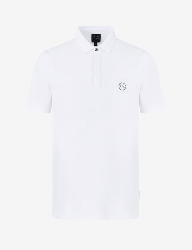 Polo bianca slim fit in piquet stretch