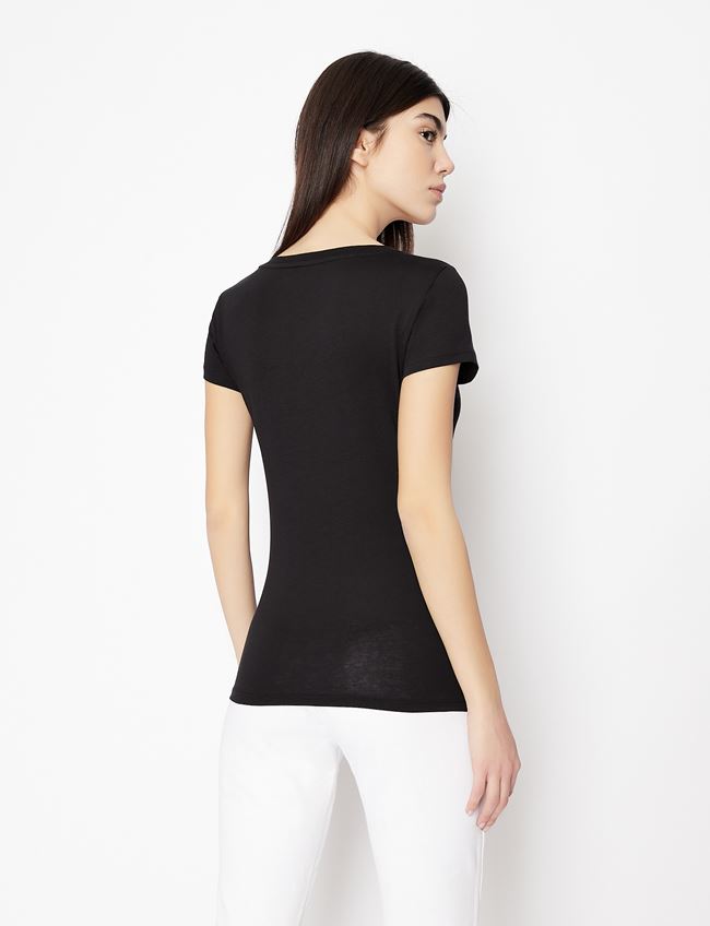 Tshirt nera slim fit in cotone