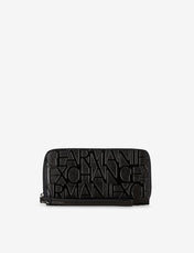 Portafoglio con zip e scritta logo impressa all-over