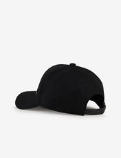 Cappello nero e bianco in cotone con visiera