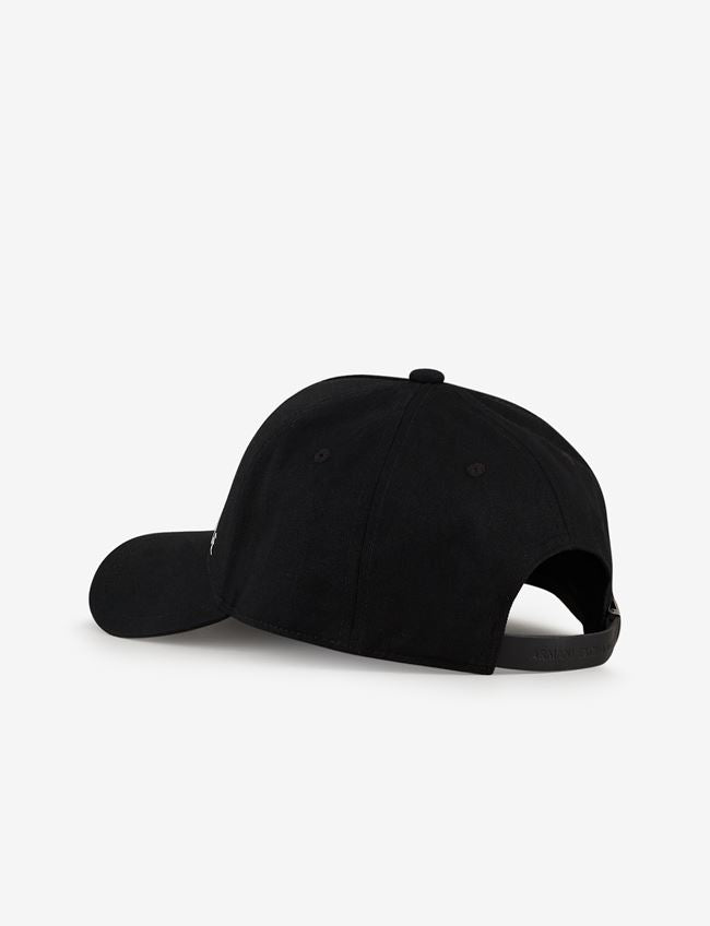 Cappello nero e bianco in cotone con visiera