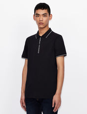 Polo in cotone stretch blu