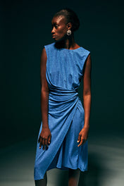 Abito lurex in jersey drappeggiato