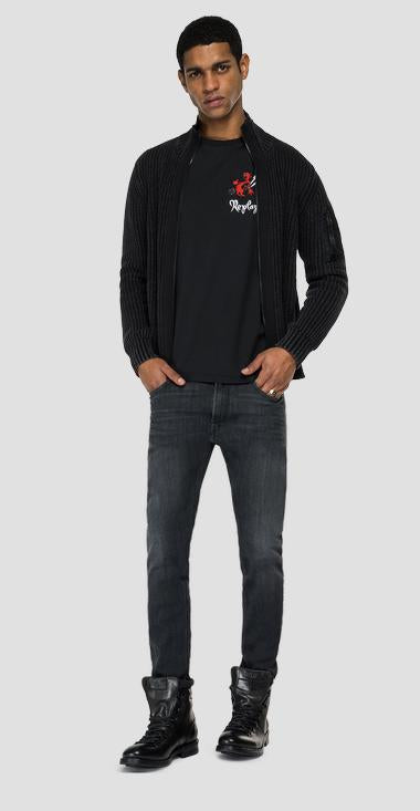 Cardigan con zip in puro cotone