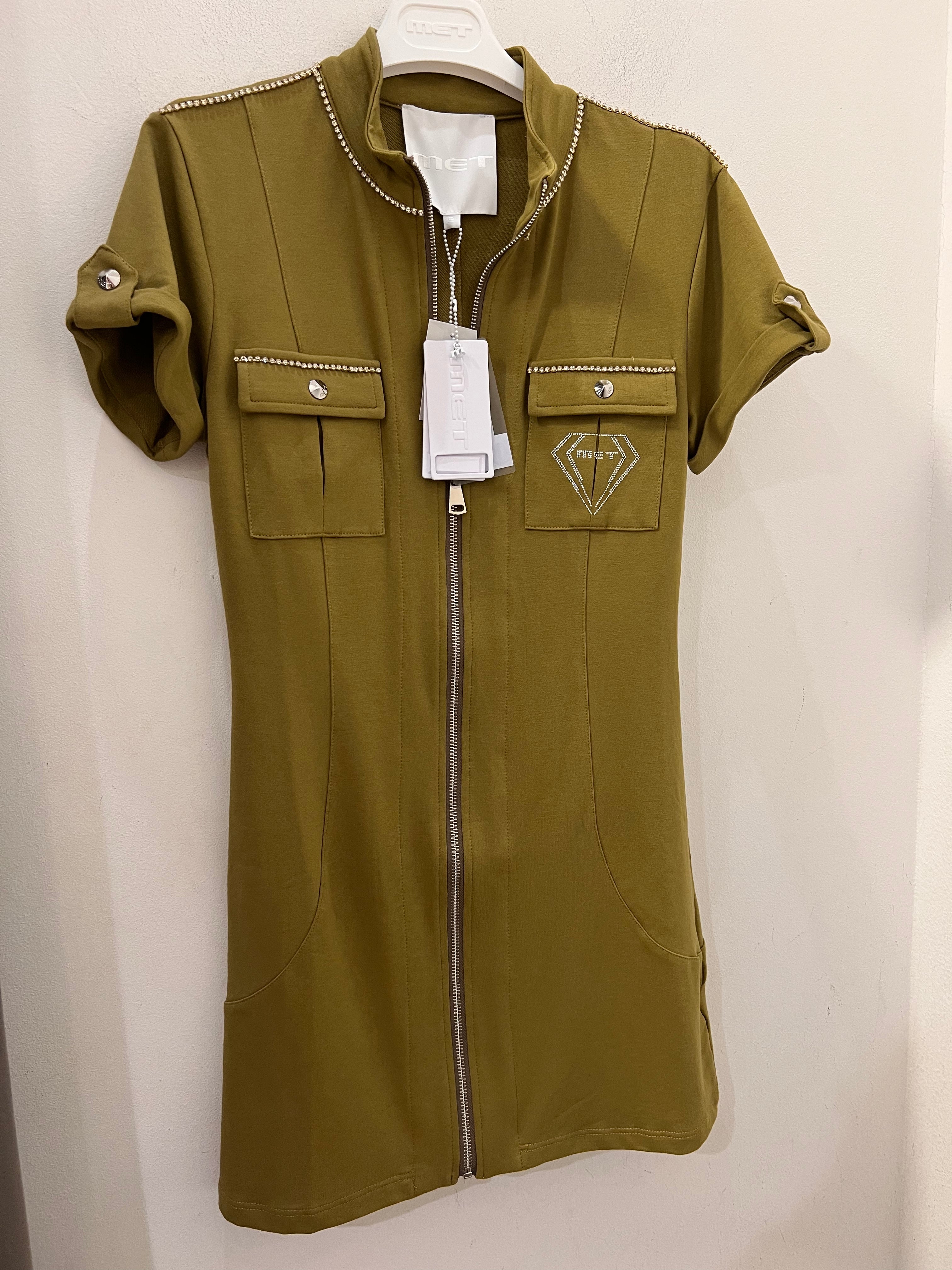 Abito mini con zip e strass