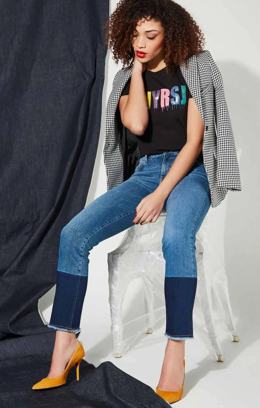 Jeans regular bicolore