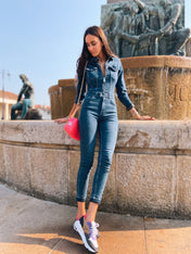 Tuta skinny in denim