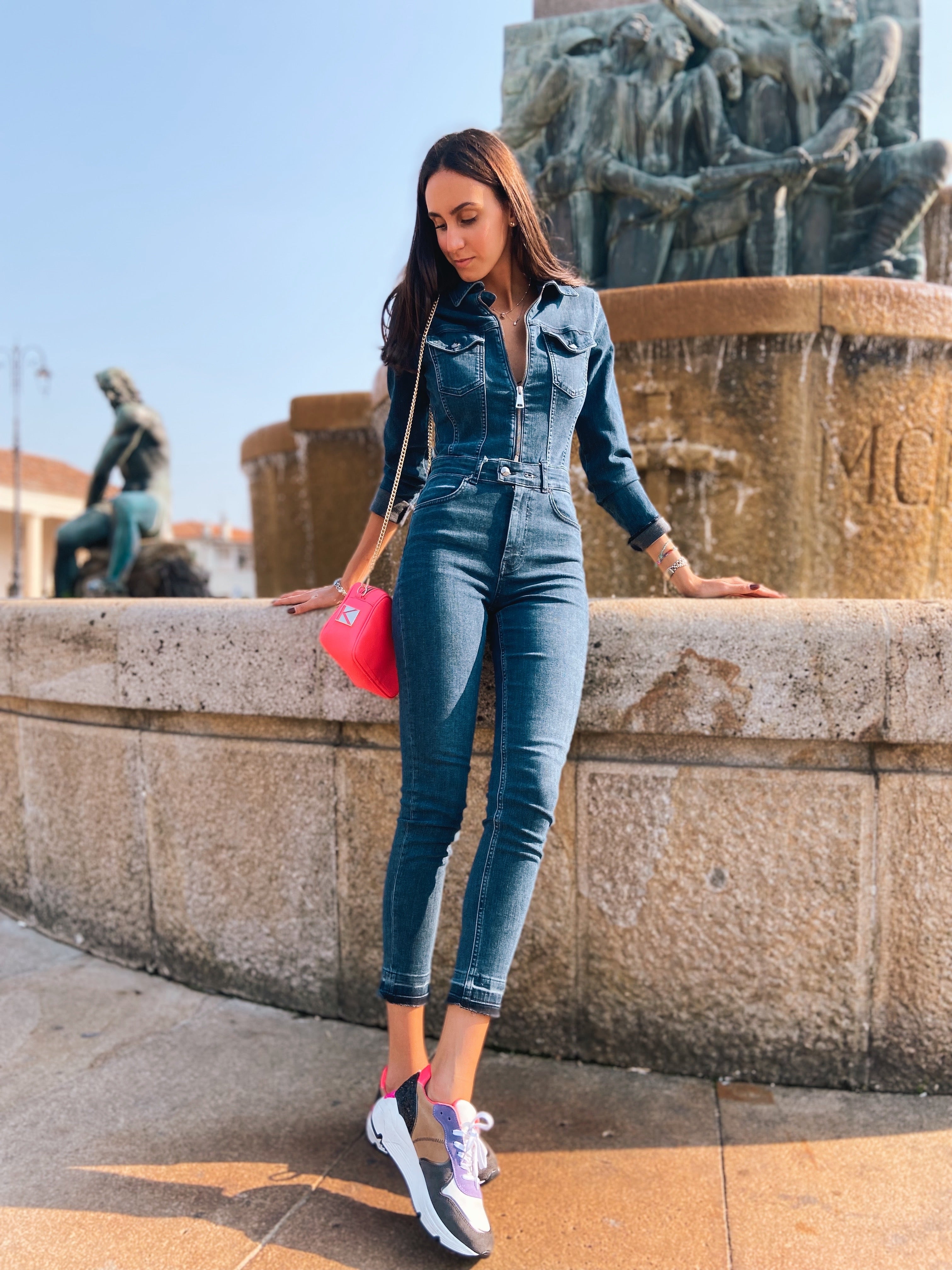 Tuta skinny in denim