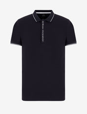 Polo in cotone stretch blu