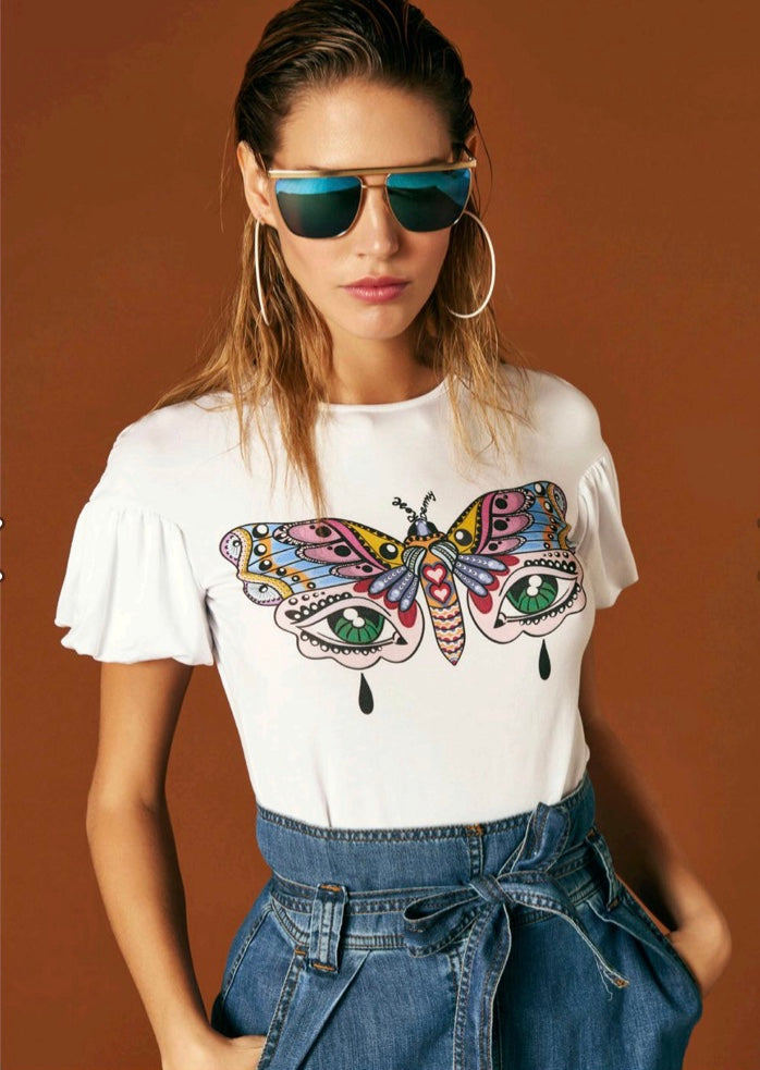 T-shirt con maniche a palloncino