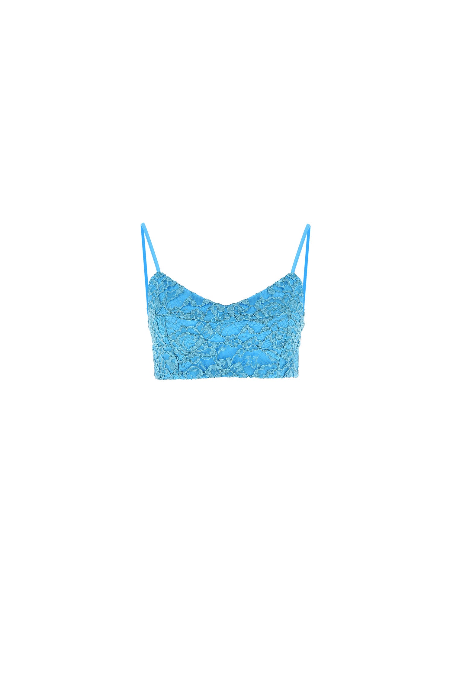 Top cropped in pizzo azzurro
