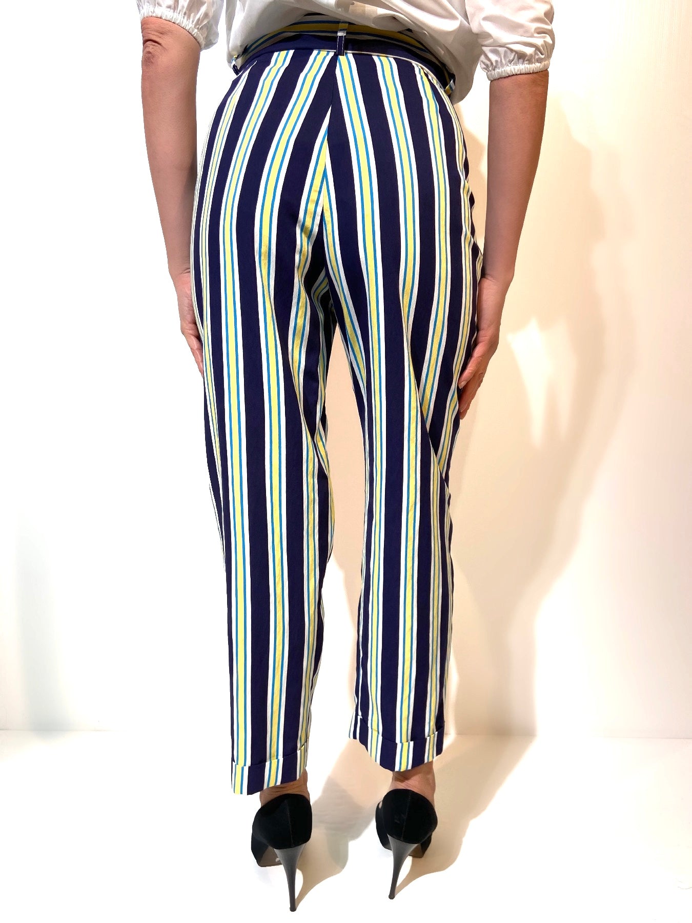Pantaloni a righe in viscosa
