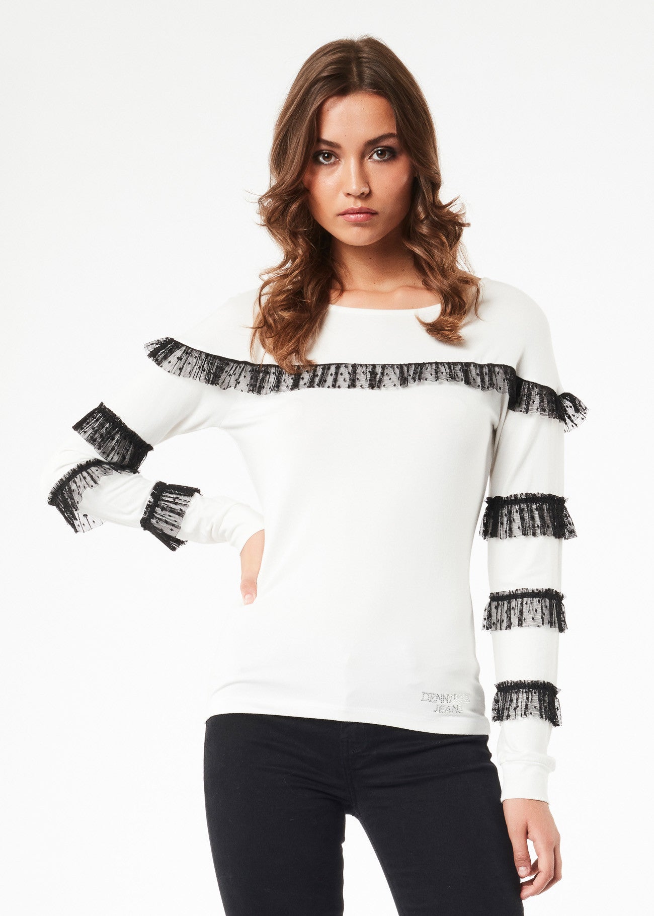 T-shirt con inserti in pizzo