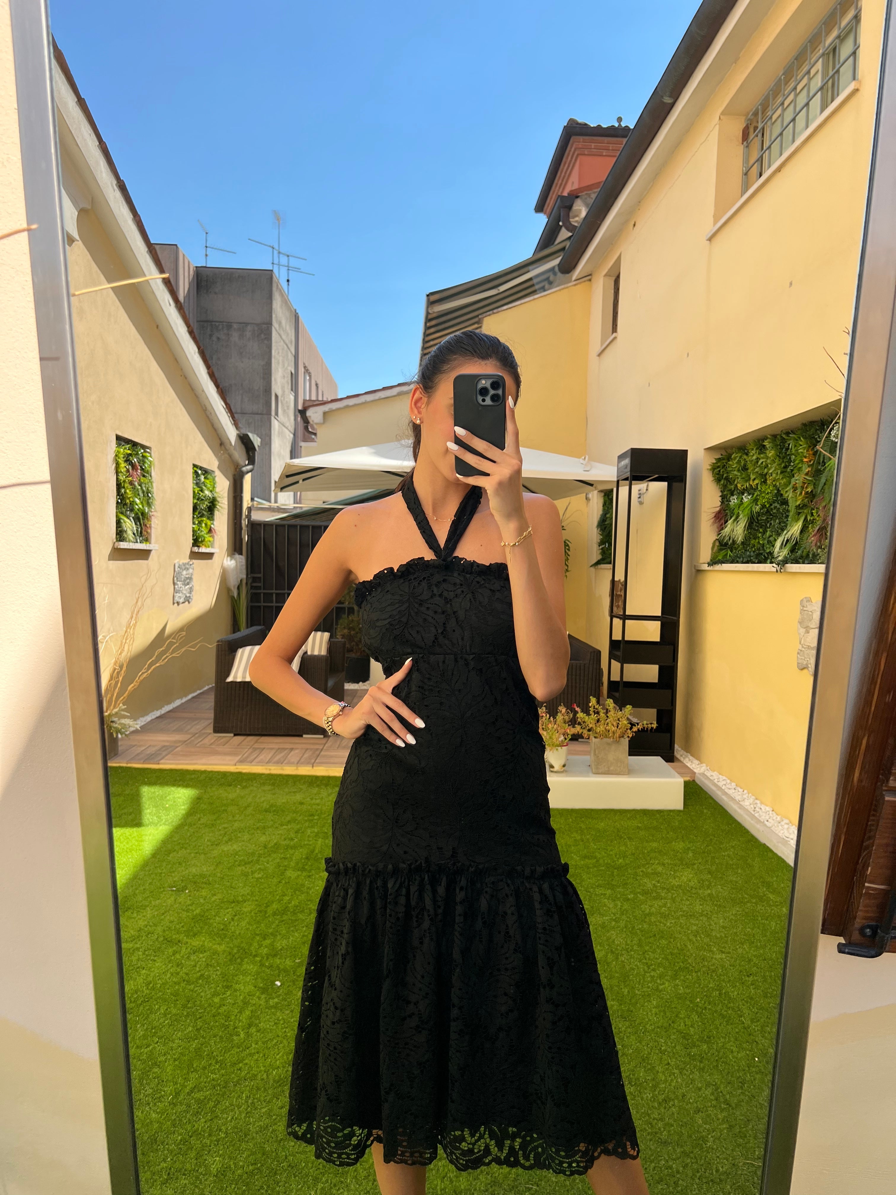 Abito midi in pizzo