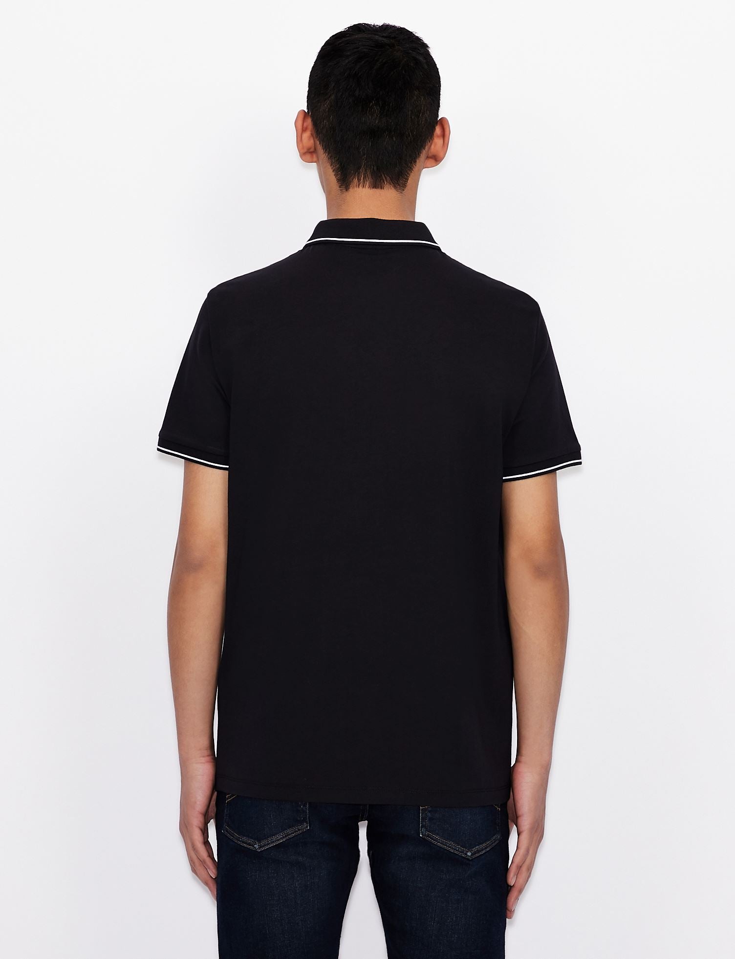 Polo in cotone stretch blu