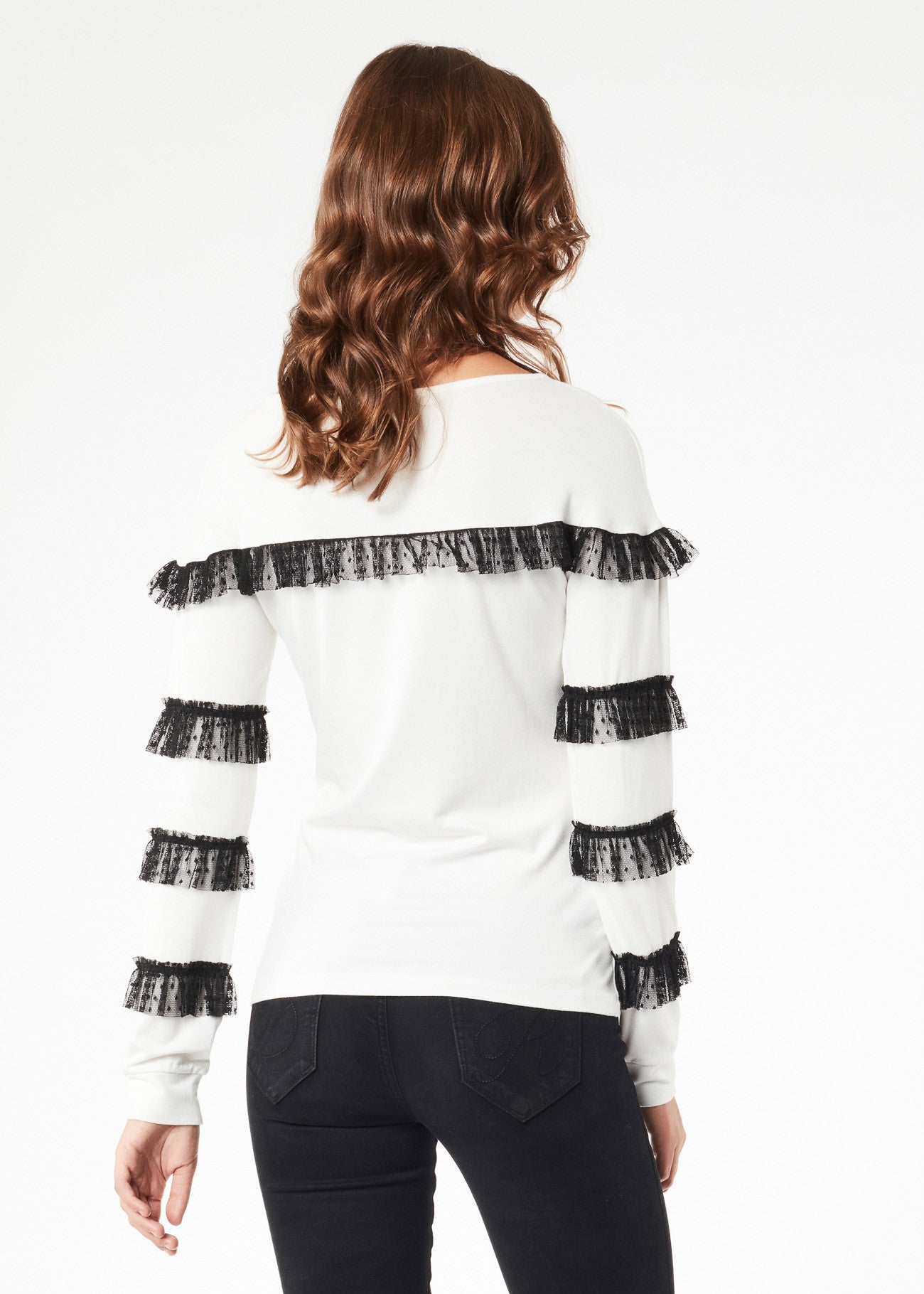 T-shirt con inserti in pizzo
