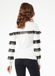 T-shirt con inserti in pizzo
