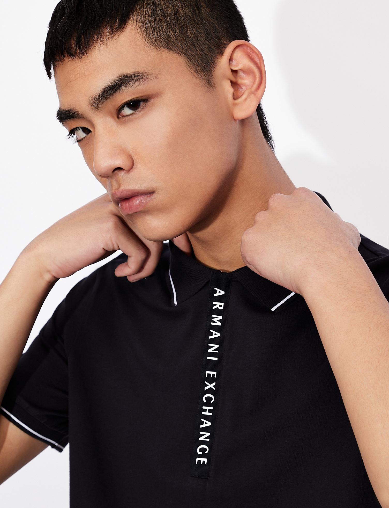 Polo in cotone stretch blu