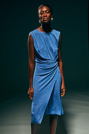 Abito lurex in jersey drappeggiato