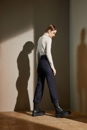 Jeans straight fit con risvolto