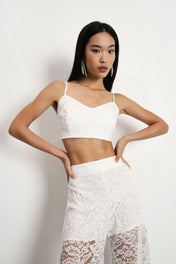 Top cropped in pizzo azzurro