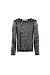 Maglia con effetto trasparenza e strass