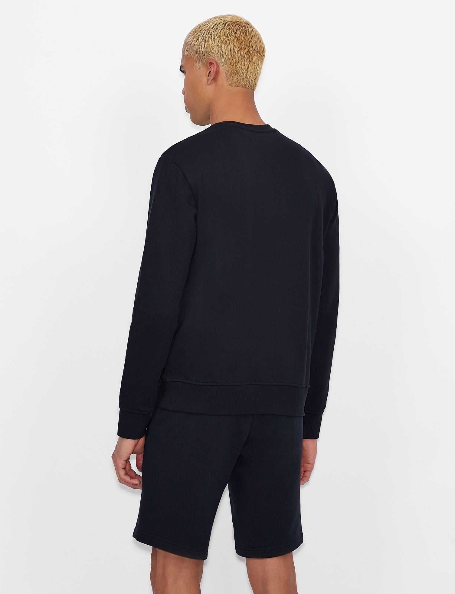 Felpa girocollo in cotone blu