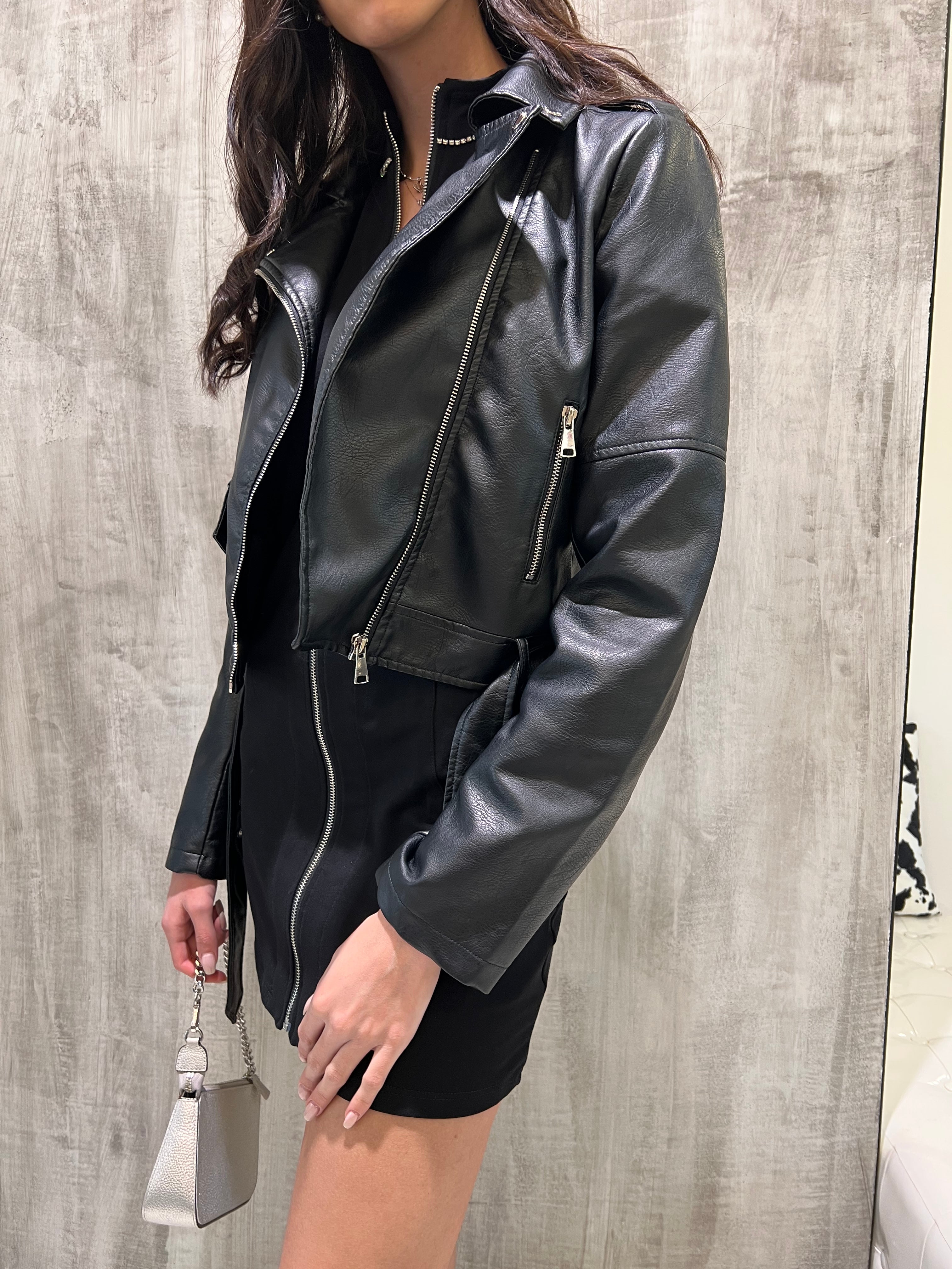 Giubbino ecopelle nero