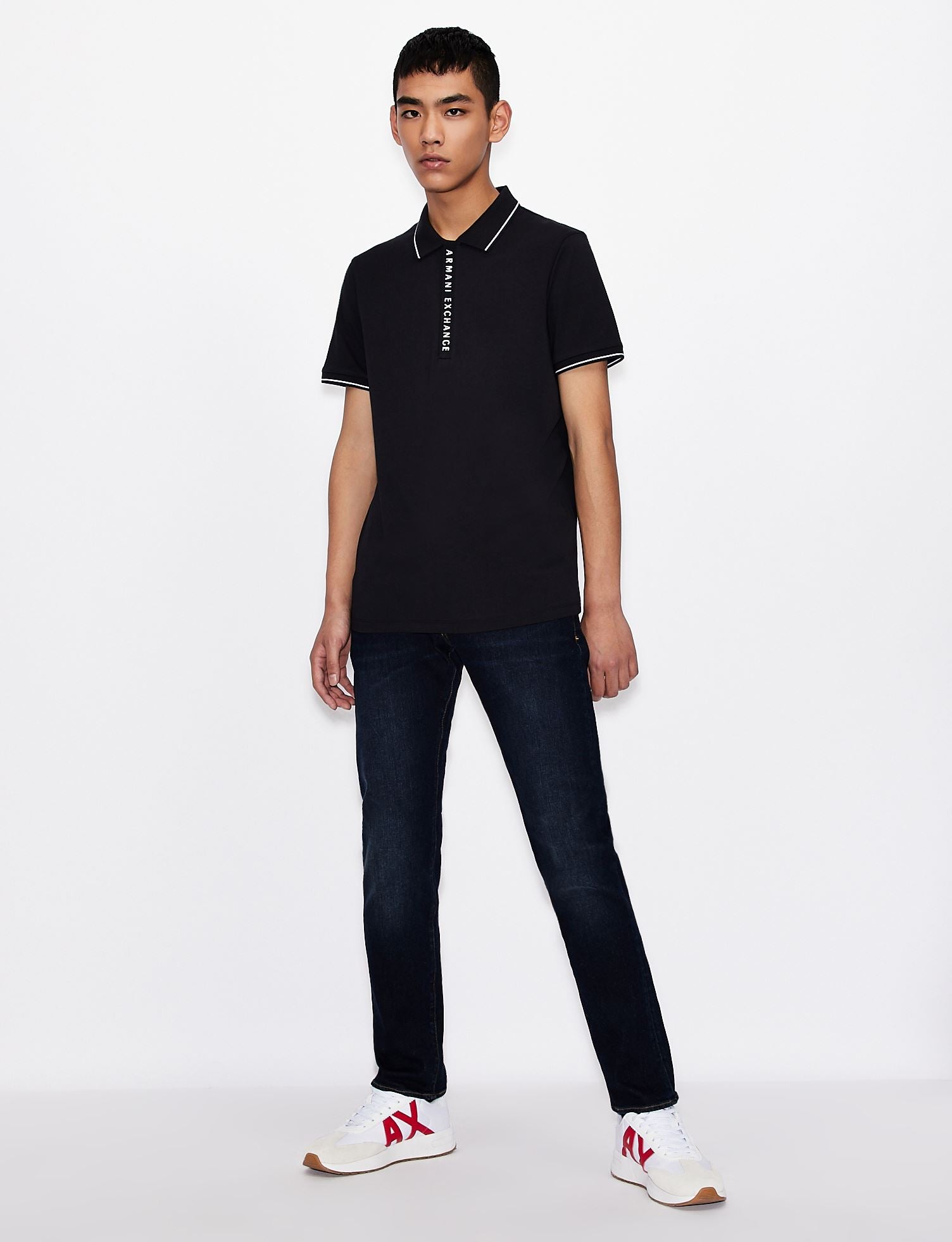 Polo in cotone stretch blu