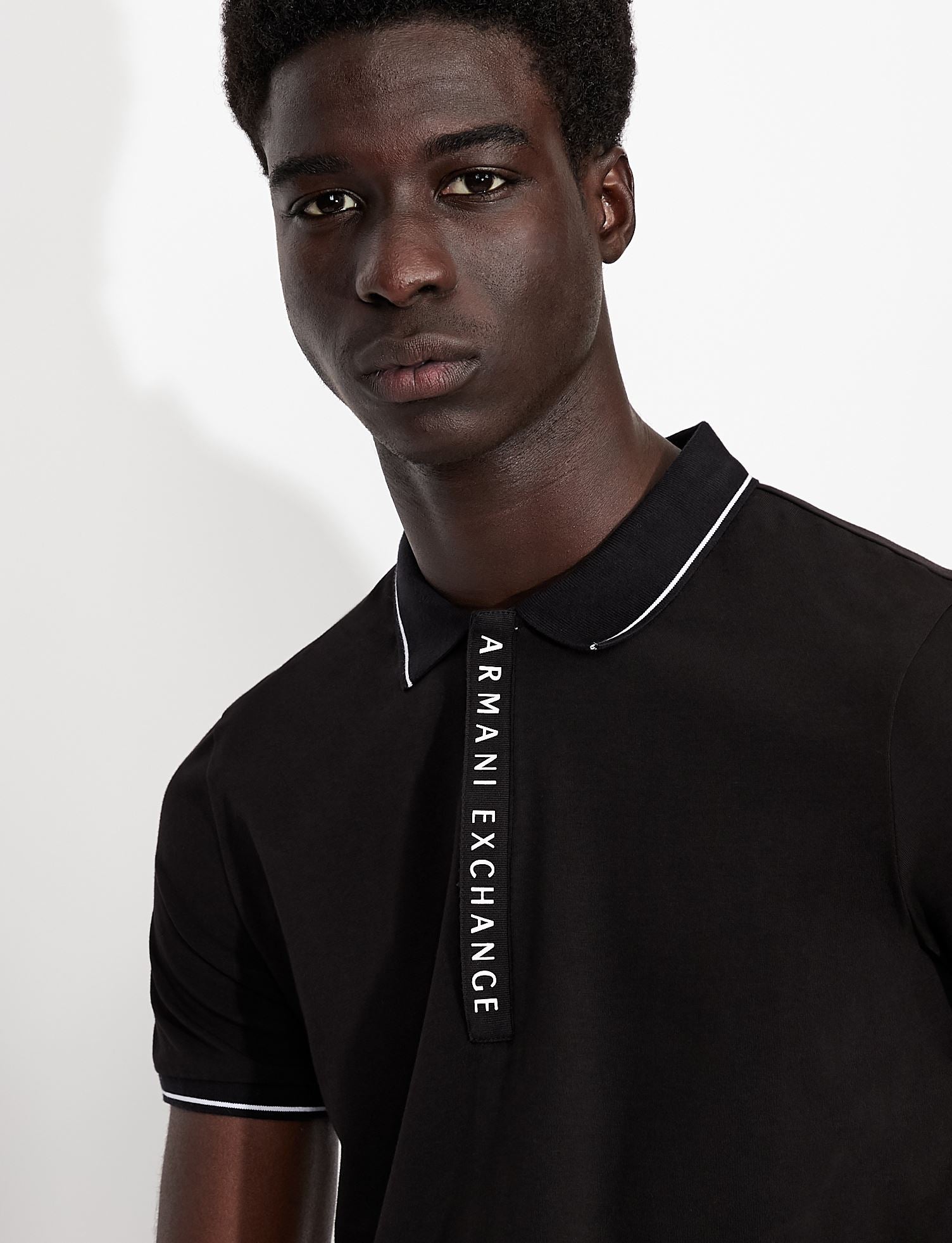 Polo in cotone stretch nera