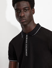 Polo in cotone stretch nera