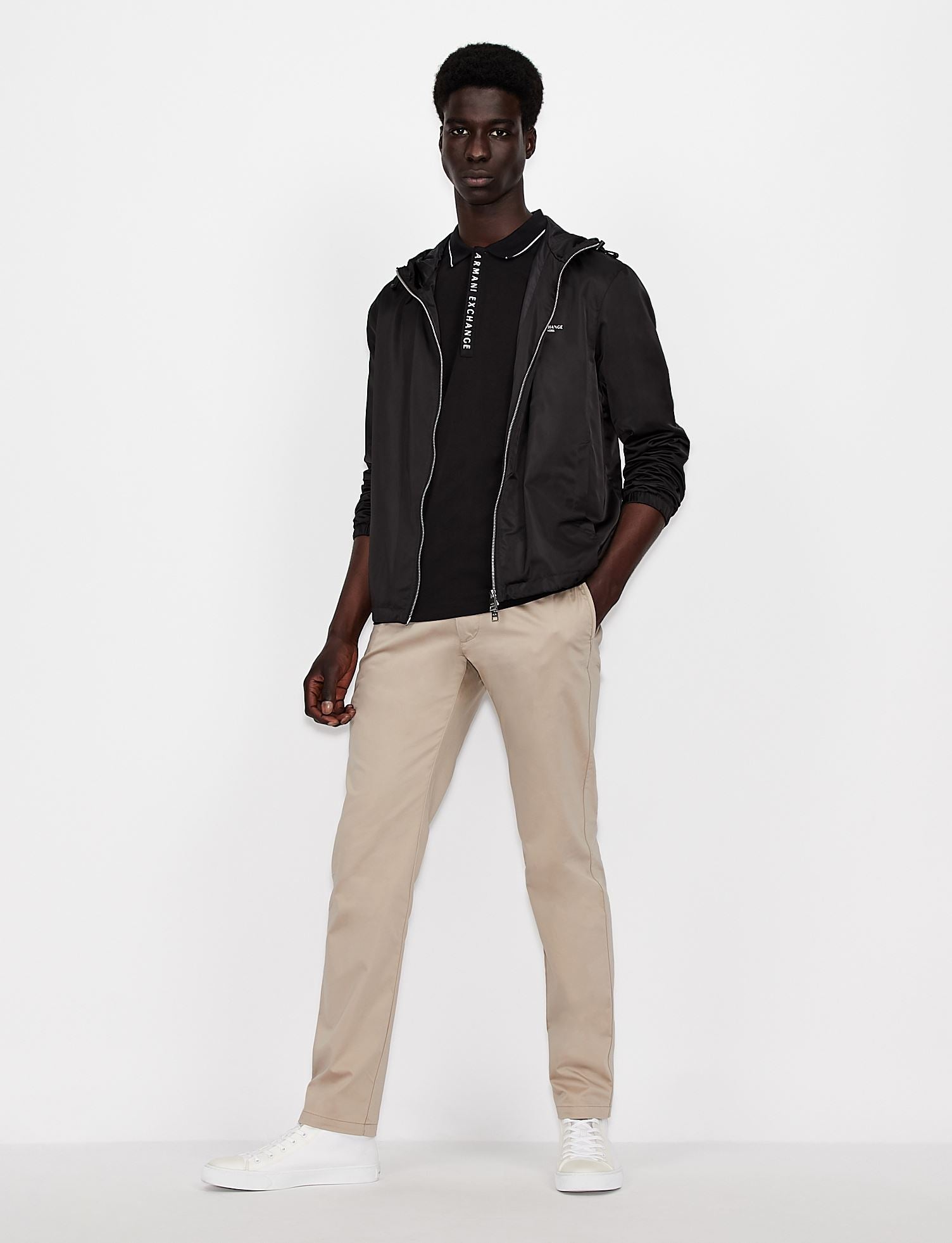 Polo in cotone stretch nera