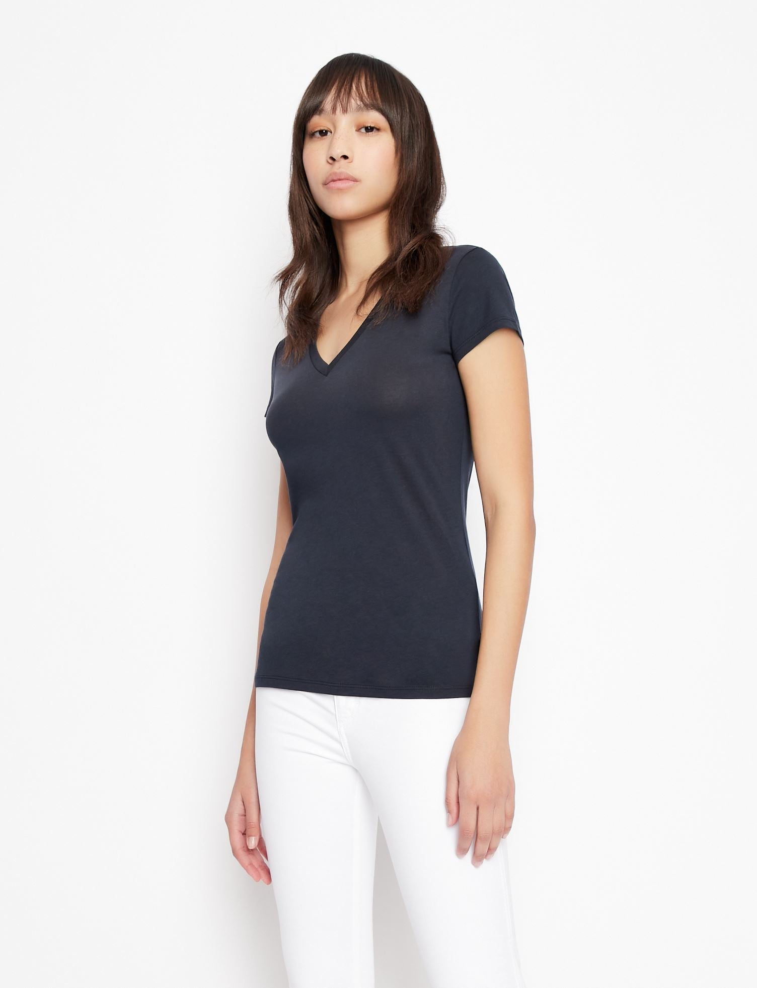 T-shirt scollo V blu