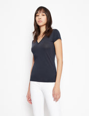 T-shirt scollo V blu