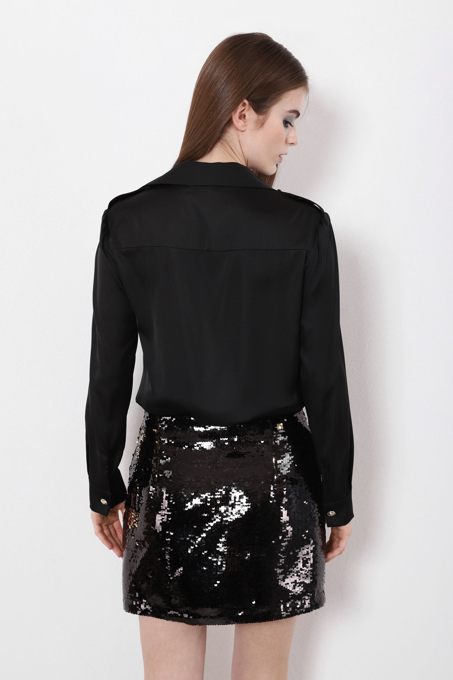 Camicia satin con bottoni