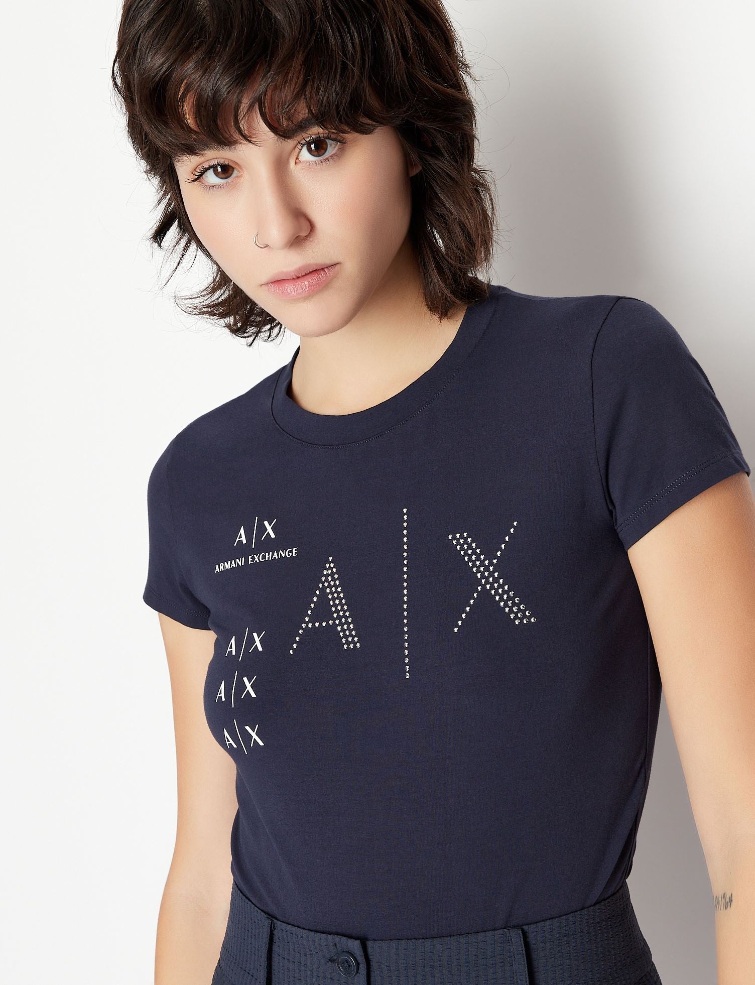 T-shirt con logo blu