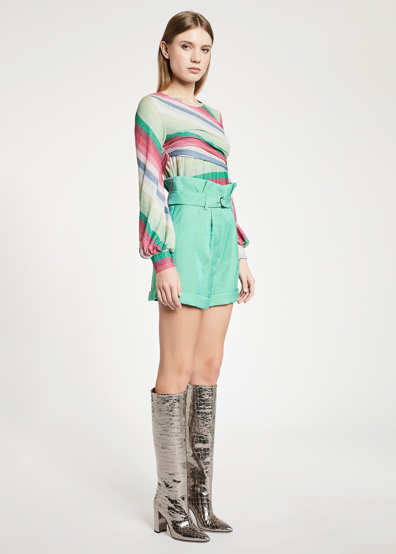 T-shirt a righe lurex