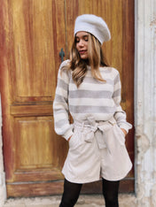 Shorts ecopelle con cintura