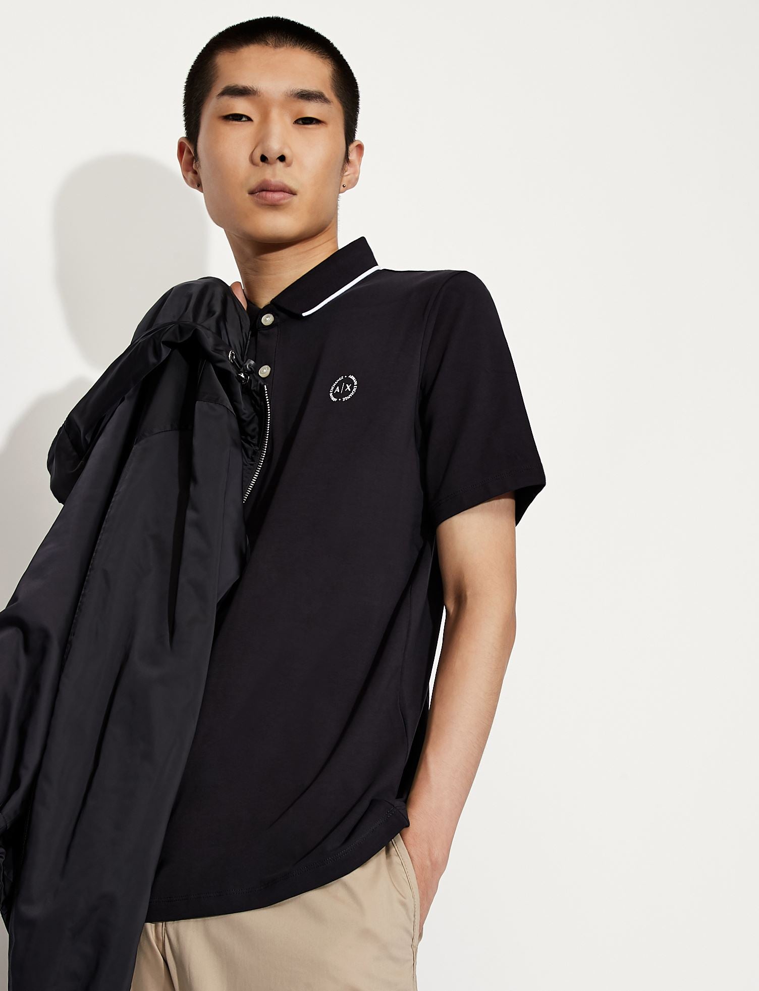 Polo con logo blu navy