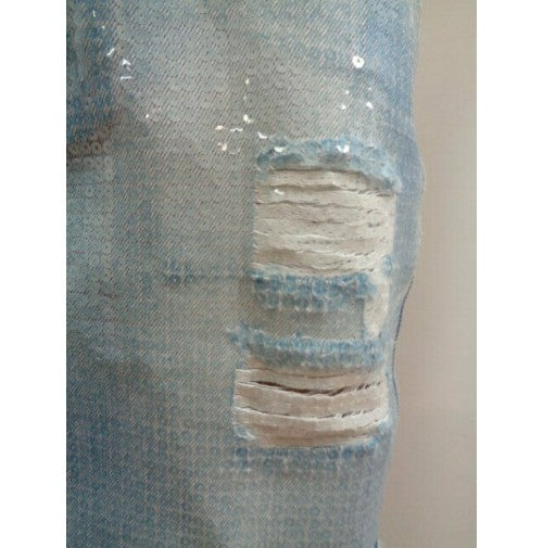 Minigonna jeans in pailettes