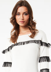 T-shirt con inserti in pizzo