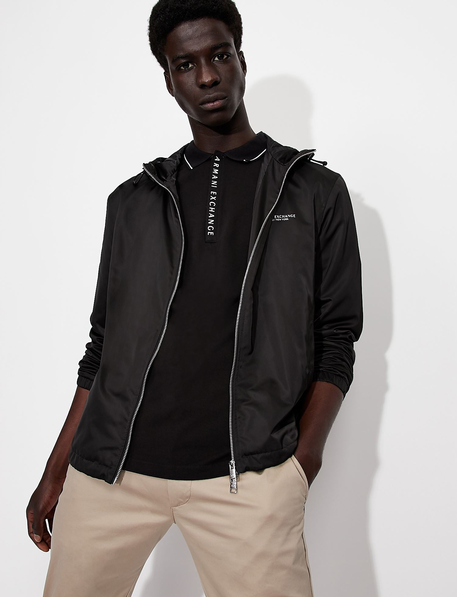 Polo in cotone stretch nera