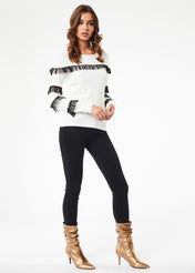 T-shirt con inserti in pizzo